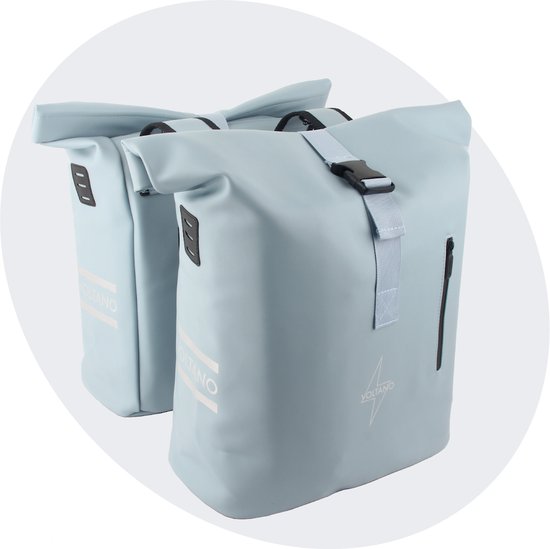 Voltano Dubbele Fietstas Rolltop E-bike Pro - Ice Blauw - 48 Liter - 100% Waterdicht - Fietstassen Electrische Fietsen van Voltano