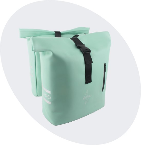 Voltano Dubbele Fietstas Rolltop E-bike Pro - Mint Groen - 48 Liter - 100% Waterdicht - Fietstassen Electrische Fietsen van Voltano