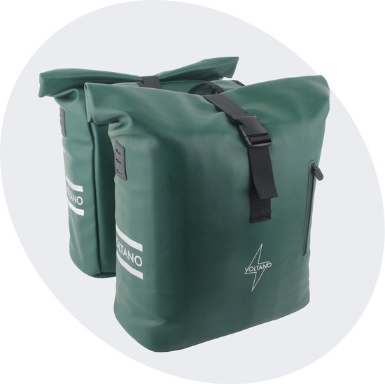 Voltano Dubbele Fietstas Rolltop E-bike Pro - Olijf Groen - 48 Liter - 100% Waterdicht - Fietstassen Electrische Fietsen van Voltano