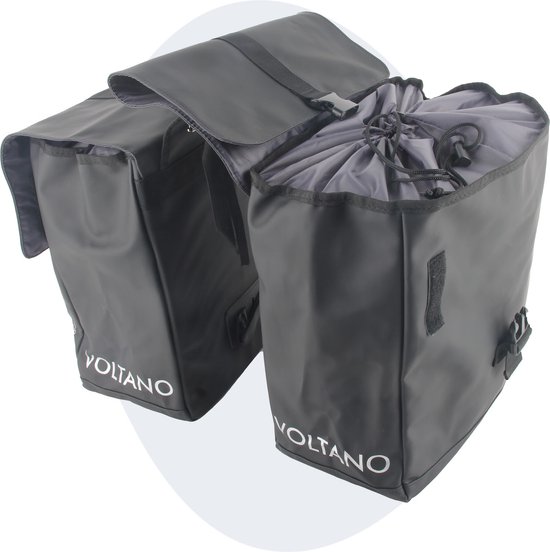 Voltano Dubbele Fietstas Urban - Zwart - 30 Liter - 100% Waterdicht - Afsluitbaar - Tarpaulin van Voltano