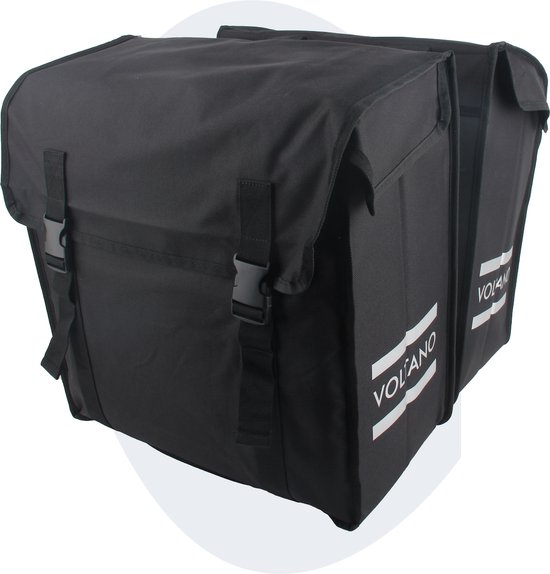 Voltano Dubbele Fietstas XXL - Zwart - 60 Liter - Waterdicht - Universele bevestiging - Grote Fietstassen Elektrische Fietsen van Voltano