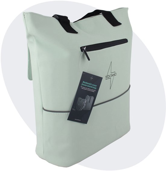 Voltano E-bike City Shopper Enkele Fietstas - Crème - 22 Liter - Laptopvak - 100% Waterdicht van Voltano