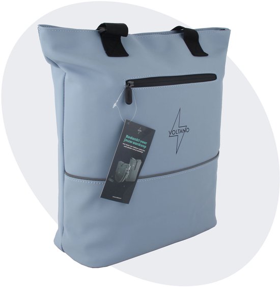Voltano E-bike City Shopper Enkele Fietstas - Ice Blauw - 22 Liter - Laptopvak - 100% Waterdicht van Voltano