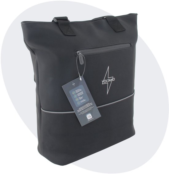 Voltano E-bike City Shopper Enkele Fietstas - Zwart - 22 Liter - Laptopvak - 100% Waterdicht van Voltano