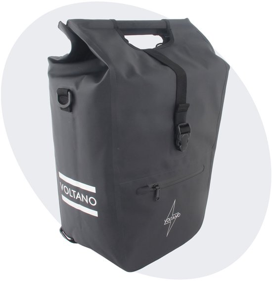 Voltano E-bike Shopper Enkele Fietstas - Zwart - 27 Liter - 100% Waterdicht - Extra Schouderband van Voltano