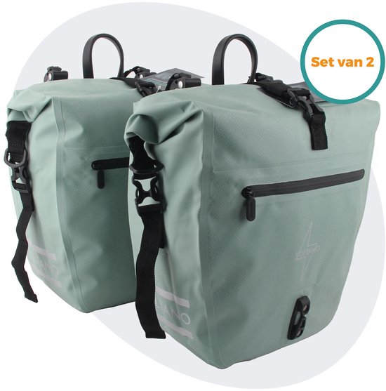 Voltano Enkele Fietstas Set E-bike - Mint Groen - 2 x 23 Liter - Gratis Schouderband - 100% Waterdicht - Fietstassen Elektrische Fietsen van Voltano