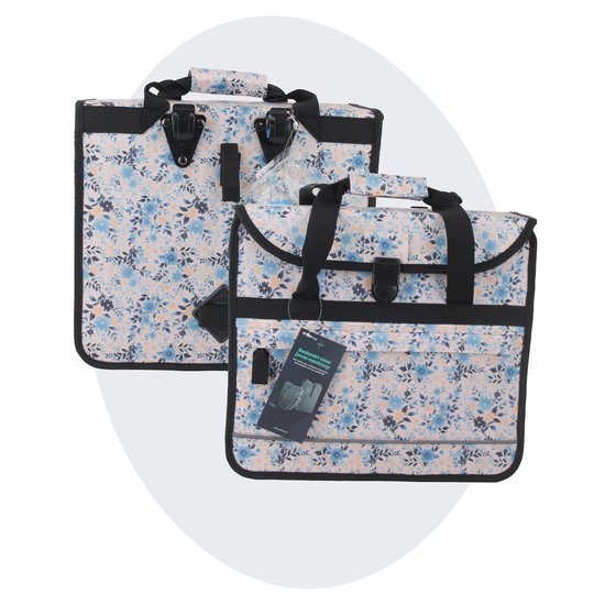 Voltano Enkele Shopper Fietstas - 17 Liter - Light Flowers - Waterdicht - Luxe Universele Bevestiging van Voltano