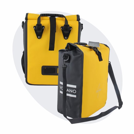 Voltano Fietstas 16L – Geel / Zwart – Enkele Pakaftas – 100% Waterdicht - Met Schouderband