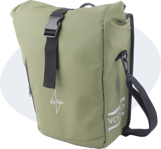 Voltano Journey Luxe Fietstas 28L - Olijf Groen - Enkele Pakaftas - Laptopvak - Met Schouderband - Waterdicht van Voltano
