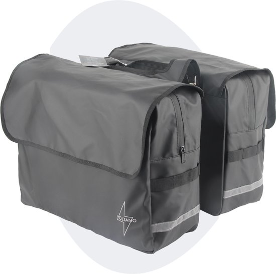 Voltano Luxe E-bike Dubbele Fietstas XL - Zwart - 44 Liter - 100% Waterdicht - Tarpaulin - Fietstassen Voor Elektrische Fietsen van Merkloos