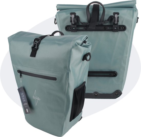Voltano Luxe E-bike Fietstas 28L - Ice Blauw - Pakaftas Met Laptop vak - 100% Waterdicht - Met Gratis Schouderband van Voltano