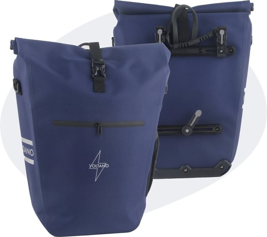 Voltano Luxe E-bike Fietstas 28L - Marine Blauw - Pakaftas Met Laptop vak - 100% Waterdicht - Met Gratis Schouderband van Voltano