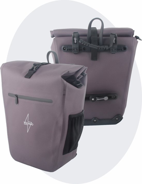 Voltano Luxe E-bike Fietstas 28L – Taupe – Pakaftas Met Laptop vak – 100% Waterdicht - Met Gratis Schouderband van Voltano
