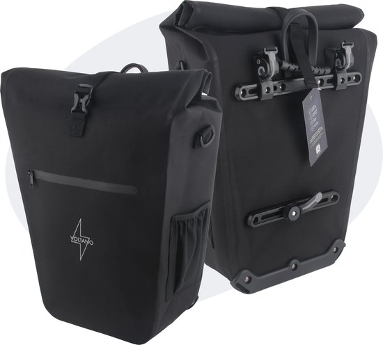 Voltano Luxe E-bike Fietstas 28L – Zwart – Pakaftas Met Laptop vak – 100% Waterdicht - Met Schouderband van Voltano