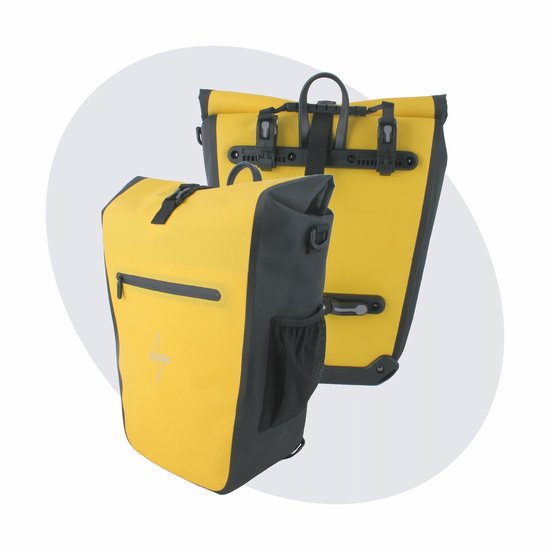 Voltano Luxe E-bike Fietstas Enkel 28L - Geel / Zwart - Pakaftas Met Laptop vak - 100% Waterdicht - Met Schouderband - Extra E-bike Beugels van Voltano