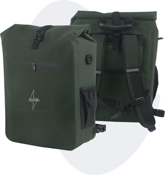 Voltano Luxe E-bike Fietstas / Rugtas - Olijf Groen - 28L - 100% Waterdicht - Gratis Schouderband -Met Groot Laptop Vak van Voltano