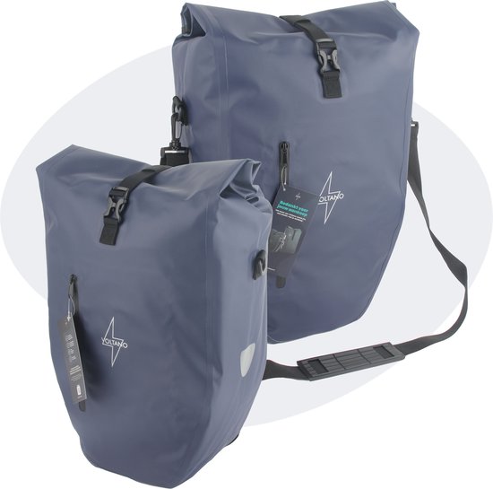 Voltano Luxe Fietstas 28L - Enkele Pakaftas - Marine Blauw - 100% Waterdicht van Voltano