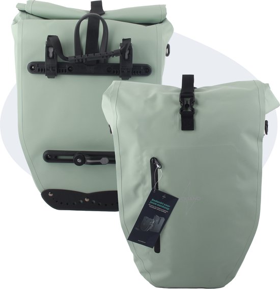 Voltano Luxe Fietstas 28L - Enkele Pakaftas - Mint Groen - 100% Waterdicht - Met Schouderband van Merkloos