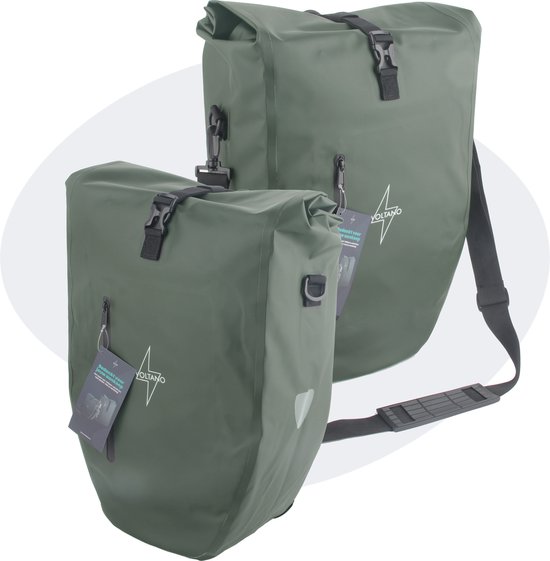 Voltano Luxe Fietstas 28L - Enkele Pakaftas - Olijf Groen - 100% Waterdicht van Voltano
