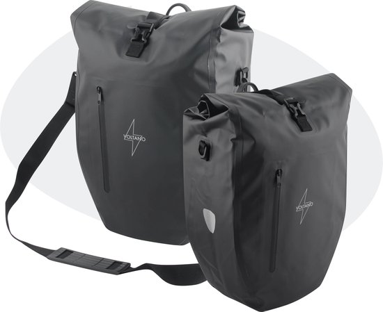Voltano Luxe Fietstas 28L - Enkele Pakaftas - Zwart - 100% Waterdicht van Voltano