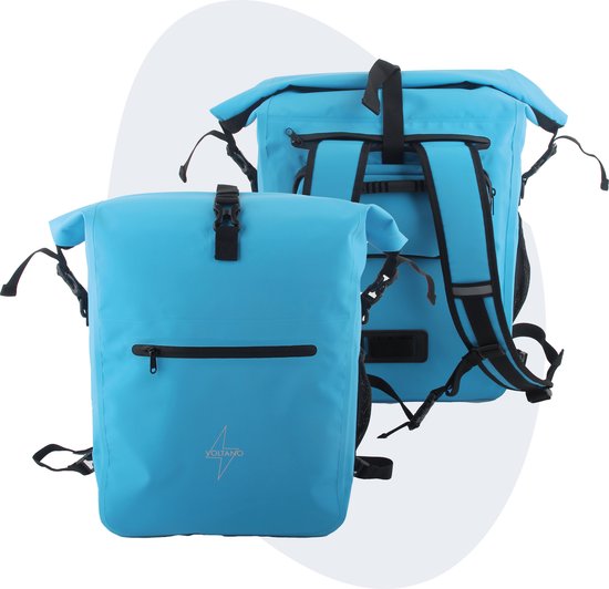 Voltano Luxe Fietstas / Rugtas 28L - Gletsjer Blauw - Enkele Pakaftas - 100% Waterdicht - Met Laptop Compartiment van Voltano