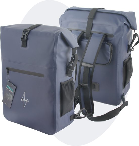 Voltano Luxe Fietstas / Rugtas 28L - Marine Blauw - Enkele Pakaftas - 100% Waterdicht - Met Laptop Compartiment van Voltano