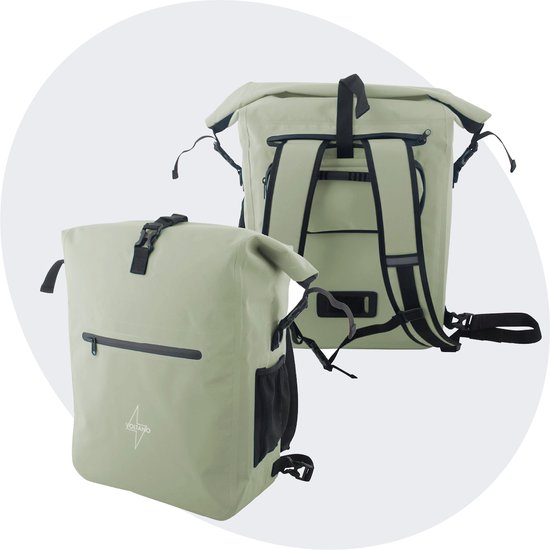 Voltano Luxe Fietstas / Rugtas 28L - Mint Groen - Enkele Pakaftas - 100% Waterdicht - Met Laptop Compartiment van Voltano