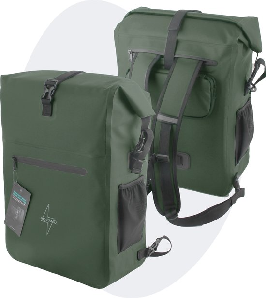 Voltano Luxe Fietstas / Rugtas 28L - Olijf Groen - Enkele Pakaftas - 100% Waterdicht - Met Laptop Compartiment van Voltano