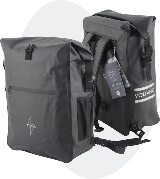 Voltano Luxe Fietstas / Rugtas 28L - Zwart - Enkele Pakaftas - 100% Waterdicht - Met Laptop Compartiment van Voltano