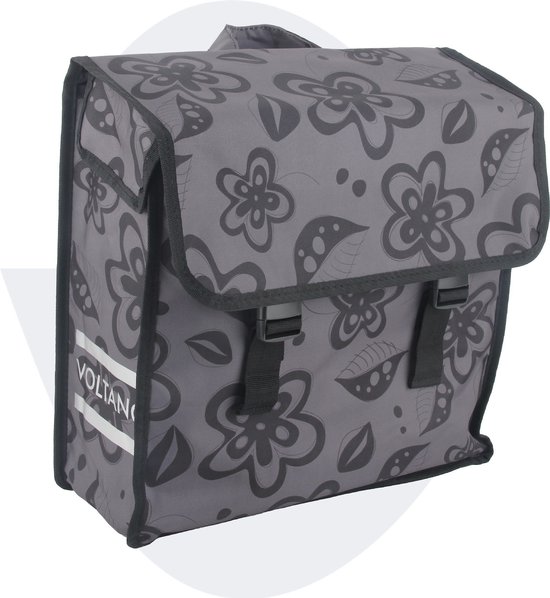Voltano Voorgevormde Enkele Fietstas Floral Fusion - Pakaftas Grijs - 100% Waterdicht - Vrolijke Fietstas van Voltano