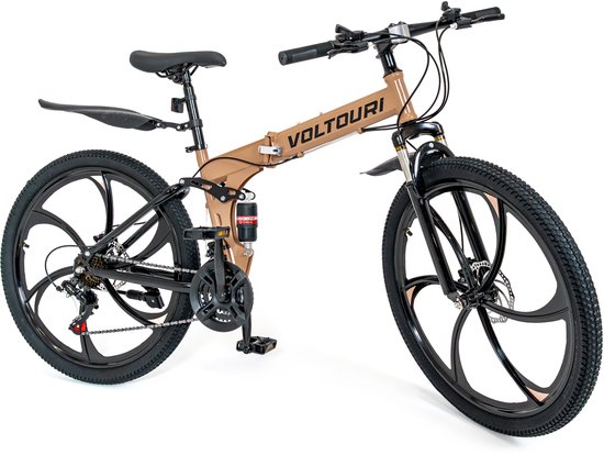 Voltouri Opvouwbare Mountainbike 26" - Shimano 21 Versnellingen, Dubbele Vering, Schijfremmen van Merkloos