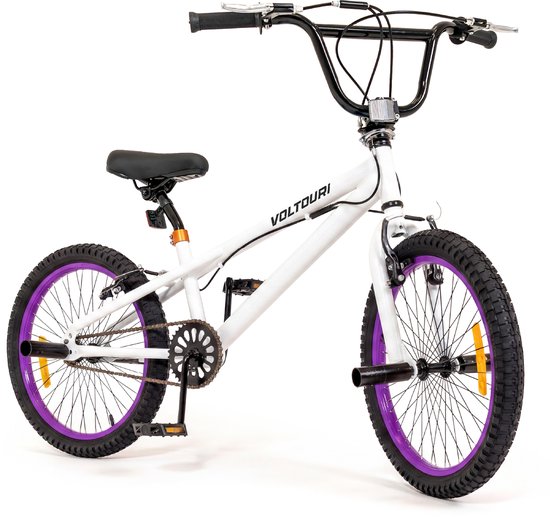 VOLTURI Freestylefiets 20 Inch - Freestylefiets met 360° Rotor & 4 Pegs - Kinderfiets voor Jongens en Meisjes - Wit