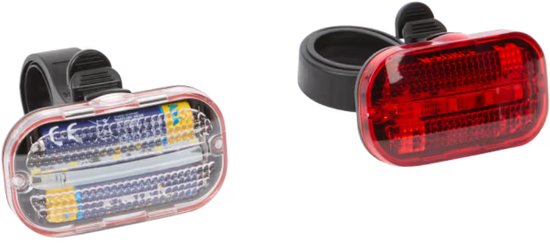 Voor- en achterlicht set 2 stuks -Werkt op 4-AAA batterijen (inbegrepen)