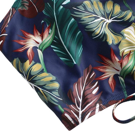 Voorgevormde tankini voor dames met print, geknoopte bandjes en hoge taille, 2019