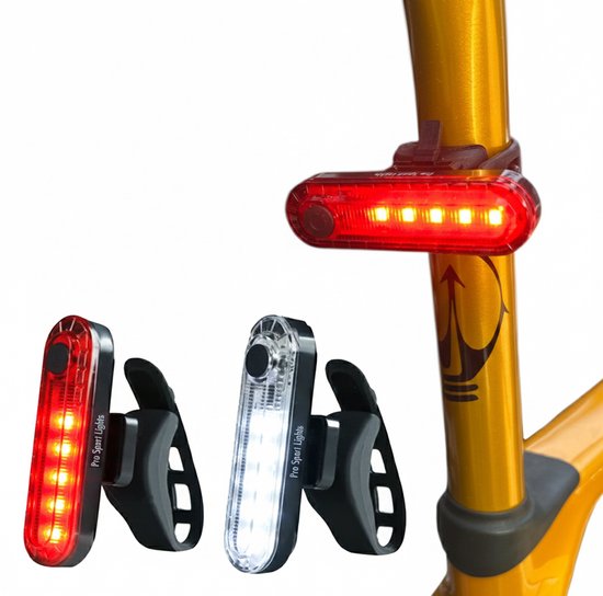 Voorlicht en Achterlicht Fiets 50 Lumen Fietsverlichtingsset - Rood en Wit Fietslamp Pro Sport Lights