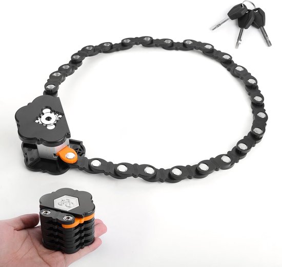 Vouwslot - Fietsslot - Fietsslot Opvouwbaar Slot - Fatbike Slot - Anti-Diefstal - Kettingslot - Compact - Anti-Diefstal - Fietsslot voor mountainbike - Met Houder En 2 Sleutels - Geschikt Voor Elektrische Fietsen / Motoren / Mountainbike - 78 CM van Merkloos