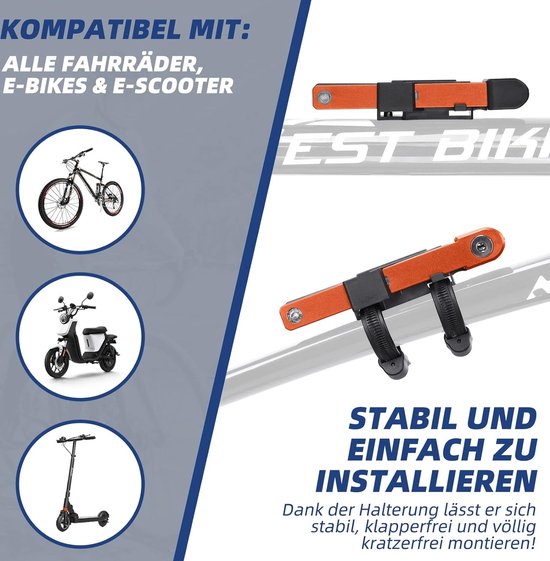 Vouwslot met houder - fietsslot hoge veiligheid met 80 cm lang incl. 2 sleutels - fietsslot ideaal als e-scooter, e-bike (oranje) van Maxxoutdoor