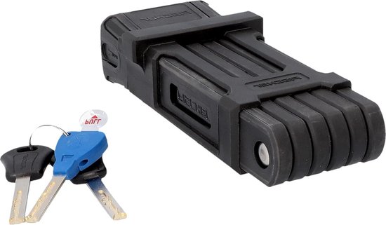 Vouwslot PROTEC PLUS lengte 85 cm met 3 sleutels - zacht materiaal - zwart van HMF