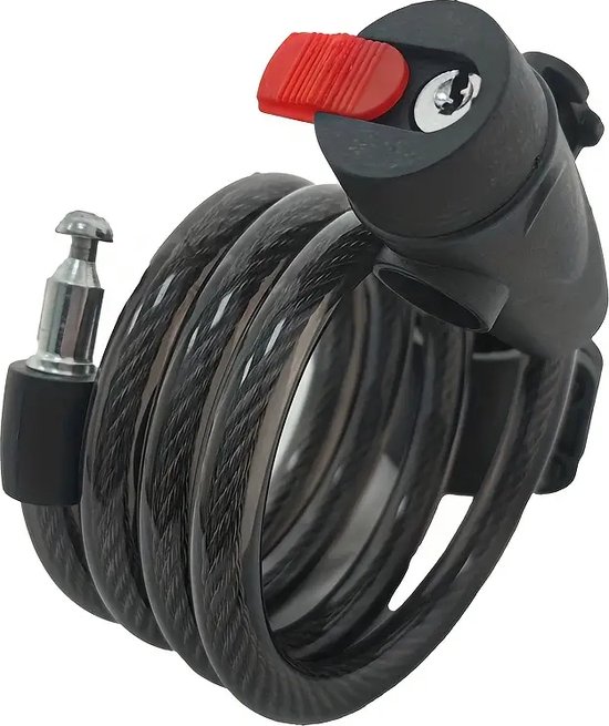 Waledano® Fietsslot met Twee Sleutels - Spiraalslot - Slot voor Fietsen - Fiets Antidiefstalslot - Kettingslot - Fietsaccessoires - Matzwart van Merkloos