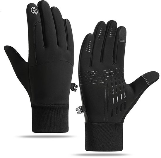 Warme winterhandschoenen voor mannen en vrouwen, touchscreen, winddicht, antislip, thermische handschoenen voor koud weer, waterdichte fietshandschoenen voor wandelen, rijden, fietsen, zwart