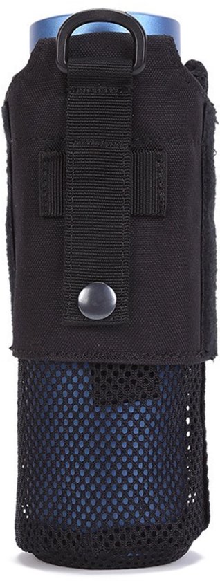 Water Bottle Bag - Opvouwbaar - 9 *23cm- gaas - Fleshouder Pouch - Outdoor Activiteiten - Molle Compatibel - perfect voor strand, wandelen, kamperen en outdoorsporten - zwart
