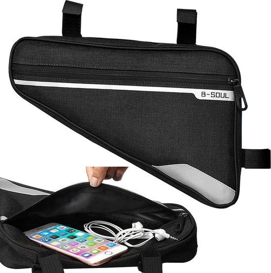 Waterdicht  Fietstas - Fietsframe Tas - Fietsframetas Universele Smartphone Fietshouder Fietstas - MTB/Mountainbike/Racefiets Tas Houder Frame Tasje - 1,4 Liter Opergruimte - Zwart van Merkloos