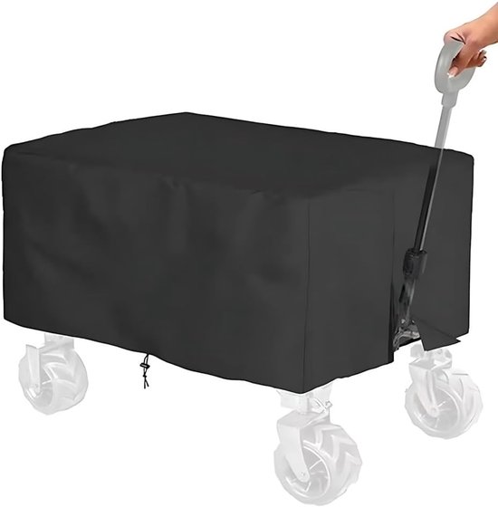 Waterdichte Afdekhoes voor Bolderkar 95x60x50 cm van Oxford-stof Met Windbescherming en Opvouwbaar Design Geschikt voor Buiten Transport en Tuinwagen Opslag in Zwart van Merkloos