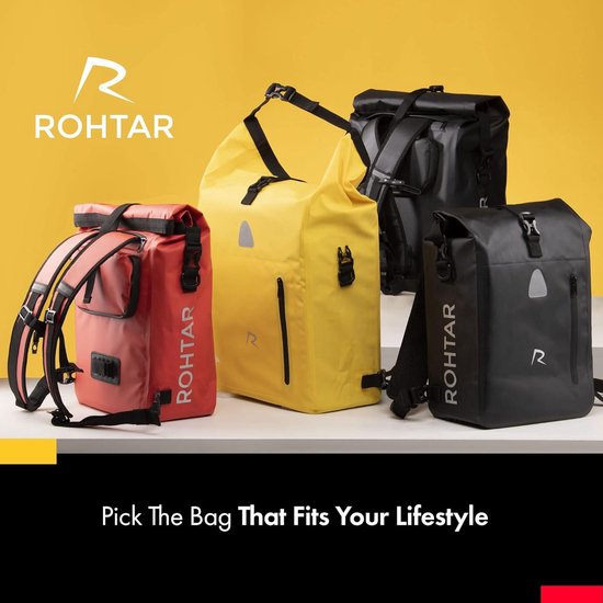 Waterdichte fietstas 18L of 25L - 3-in-1 schoudertas rugzak - fietstas reisbagagedrager - Mountainbike-rugzak - verstelbare riemen stuurklemmen - verborgen ritssluitingen - rood Waterproof bicycle bag van Velmia