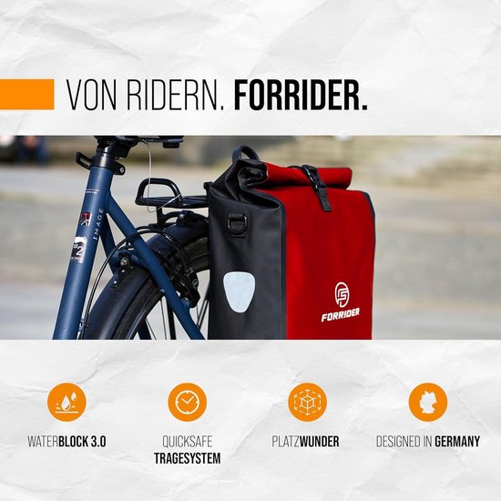 Waterdichte fietstas 27 liter met schouderriem - Bagagedragertas enkelvoudig Waterproof bicycle bag van FastRider