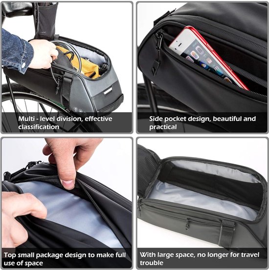 Waterdichte fietstas bagagedrager - BAIGIO bagagedragertas zwart met zoekwoorden fietsaccessoire, opbergtas Waterproof bicycle bag van BAIGIO