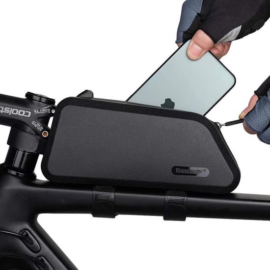 Waterdichte fietstas frametas 15 l - Bovenbuistas stuurtas zwart fietsaccessoire van Merkloos