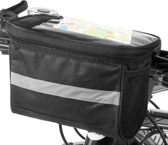 Waterdichte fietstas voor aan het stuur, waterdichte fietstas aan de voorkant, fietsmandtas, transparante telefoontas, fietstas voor aan het frame, geschikt voor racefietsen en mountainbikes.