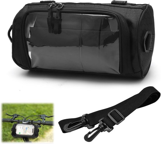 Waterdichte fietstas voor stuur, tas fietsstuurtas fiets met touchscreen en afneembare riem, 25×12cm fietsstuurtas voor e-bike, fietstas mobiele telefoon voor alle fietsen