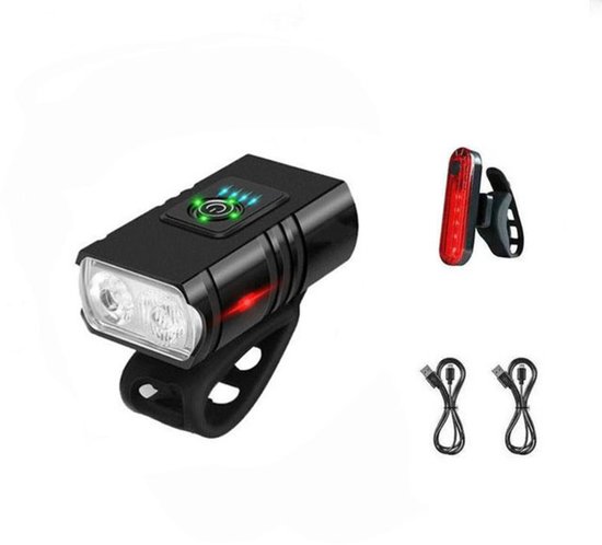 Waterdichte LED-fietslampen - fietslampjes - Fietsverlichting - Dubbele voor- Achterlichten voor mountainbikes - Met USB-oplader - Aluminium